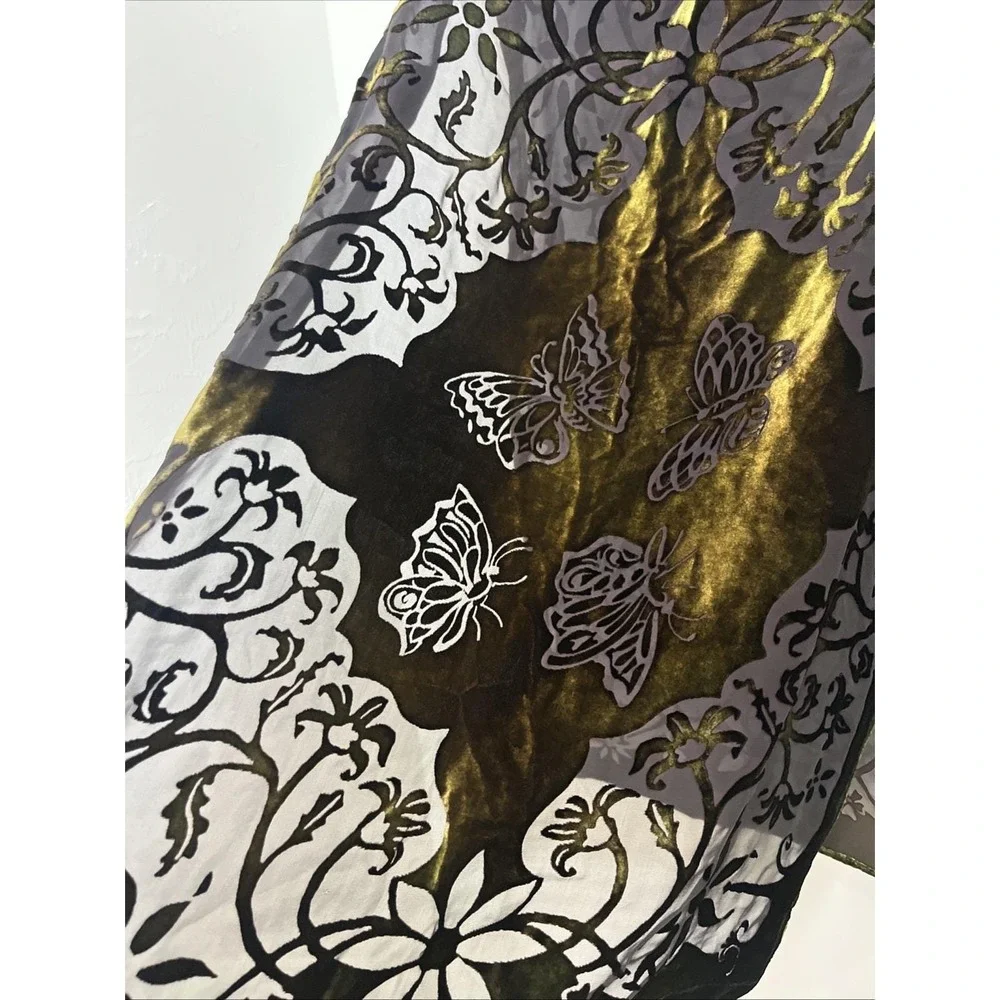 Kevin O'Brien‎ Studio Scarf Wrap Womens OS Green Burnout Silk Velvet Butterfly